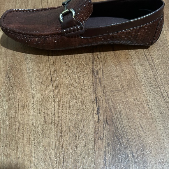 David Stone Brown Men’s Size 10 Woven Faux Leather Horsebit Loafers Moccasins - Picture 9 of 10